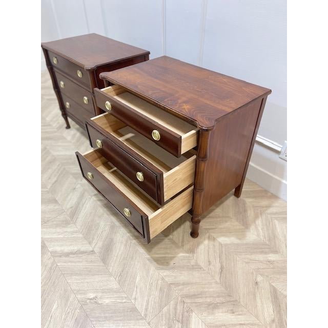 Chestnut Pair of Custom-Built Faux Bamboo Stained Large Nightstands For Sale - Image 8 of 10