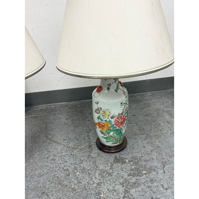 Late 20th Century Chinoiserie Porcelain Vase Table Lamps, Pair For Sale In San Francisco - Image 6 of 12