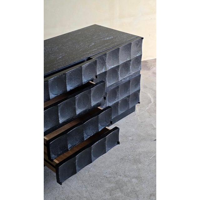 Brutalist Credenza in Black Stained Oak by J. Batenburg for MI Belgium, 1970s For Sale - Image 10 of 16