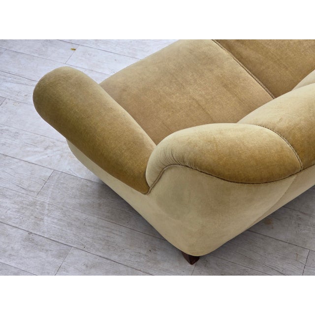 Danish Light Green Velour Three-Seater Sofa, 1960s For Sale - Image 13 of 18