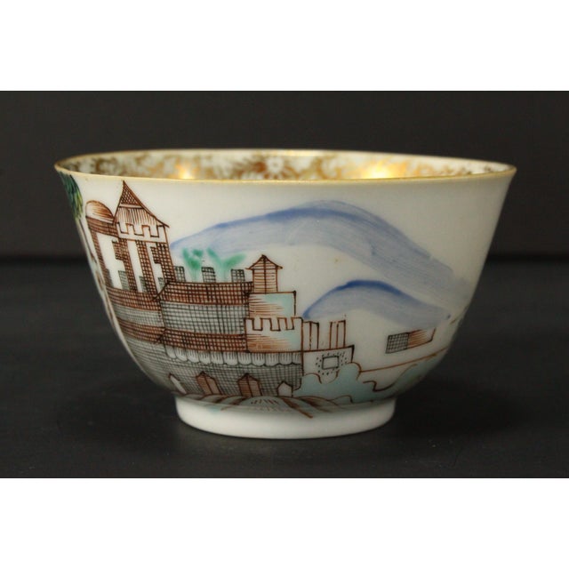 Fine Pair of Qianlong (1735-1796) Chinese Tea Cups Bowls W. Landscape Scenery For Sale - Image 9 of 18
