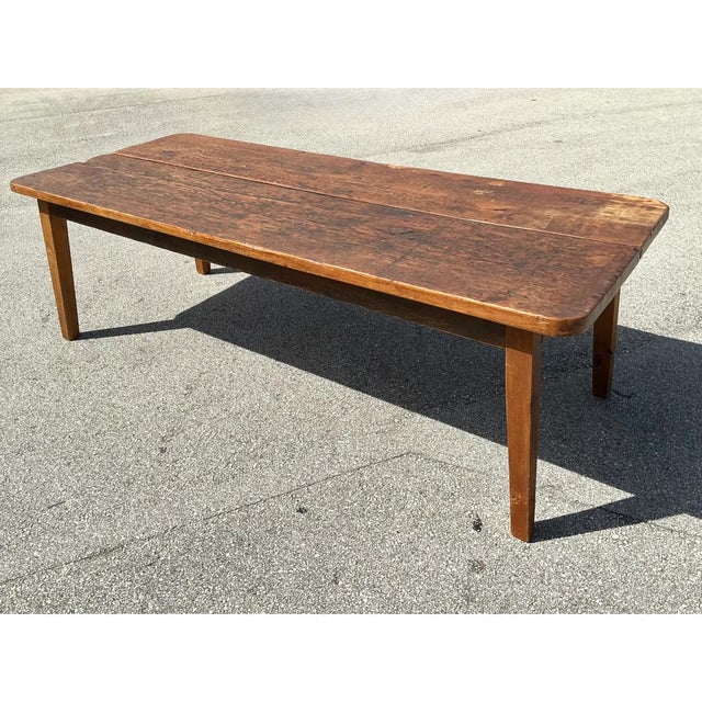 Auburn Vintage Rustic Wide Plank Wood Farm Table For Sale - Image 8 of 15