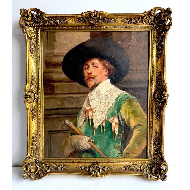 Early 20th Century Alex de Andreis (British, 1880-1929) Portrait of a Musketeer Painting Signed For Sale - Image 5 of 8