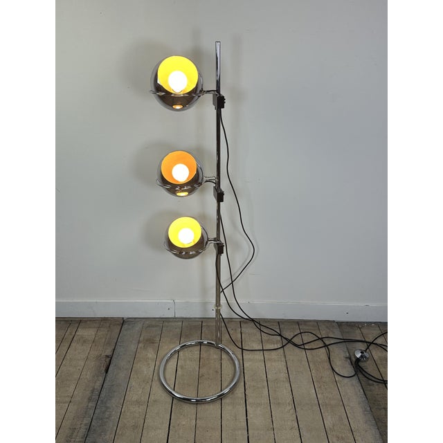 Metal Vintage Space Age Eyeball Floor Lamp with 3 Chrome Globes, 1970s For Sale - Image 7 of 15