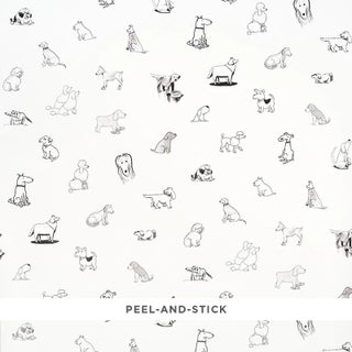 Schumacher x The New Yorker Good Dogs Everywhere Peel & Stick Wallpaper In Black & White For Sale