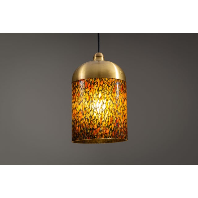 Mid-Century Modern Pendant with Brass Details and Multicolor Glass from Peill & Putzler, 1970s For Sale - Image 3 of 11