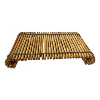 Mid 20th-Century Bamboo Curved Scrolled Arm Plant Stand / Riser For Sale