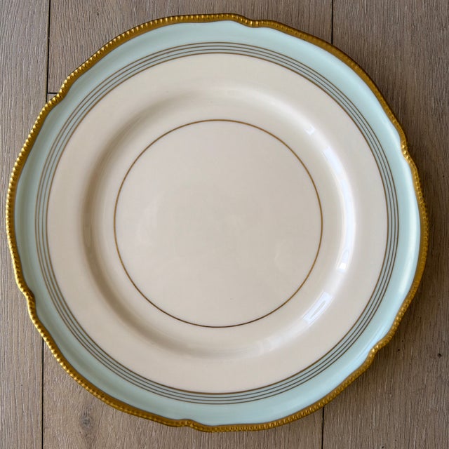 Ceramic Mid 20th Century 10 Castleton China "Tremont" Pattern Dinner Plates Light Aqua Turquoise For Sale - Image 7 of 8