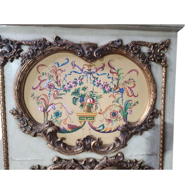 Wood Late 19th Century Louis XIV Style Large Trumeau Mirrors - A Pair For Sale - Image 7 of 8
