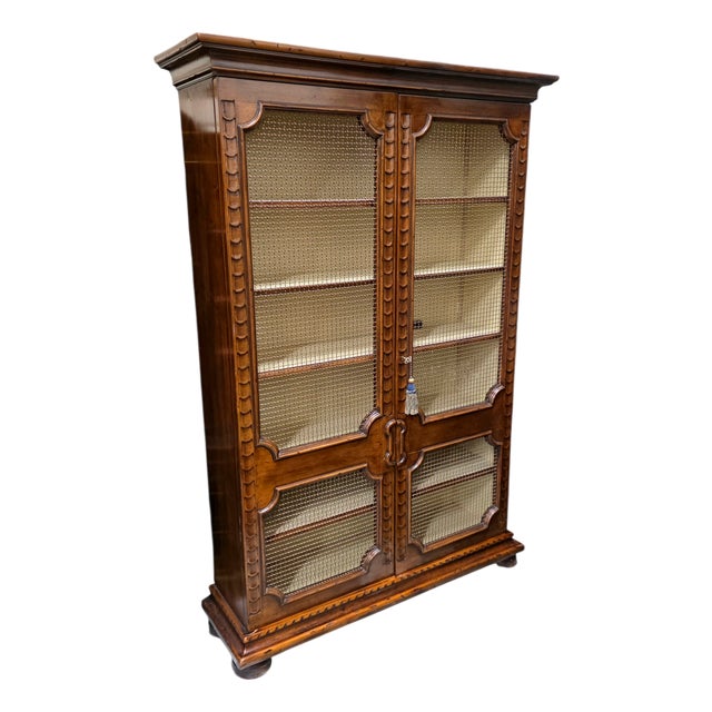 20th-Century Georgian Revival Bibliotheque With Copper Wire Mesh Panels For Sale