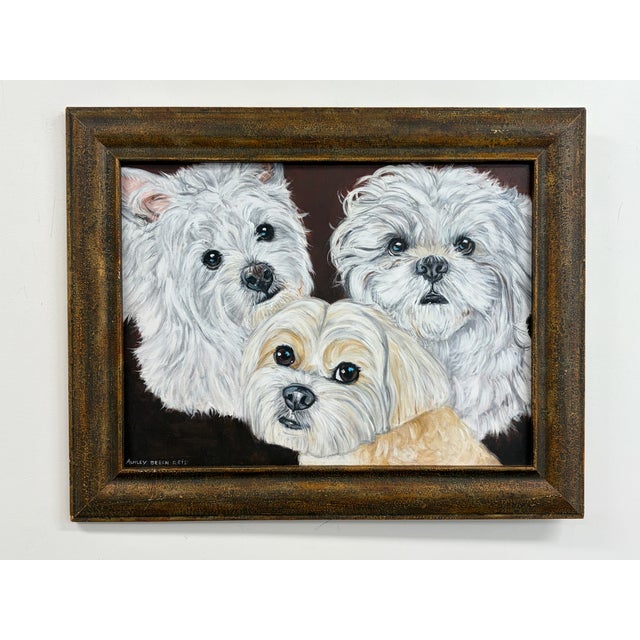 White Ashley Beech Reid Framed Dog Portrait Painting For Sale - Image 8 of 12