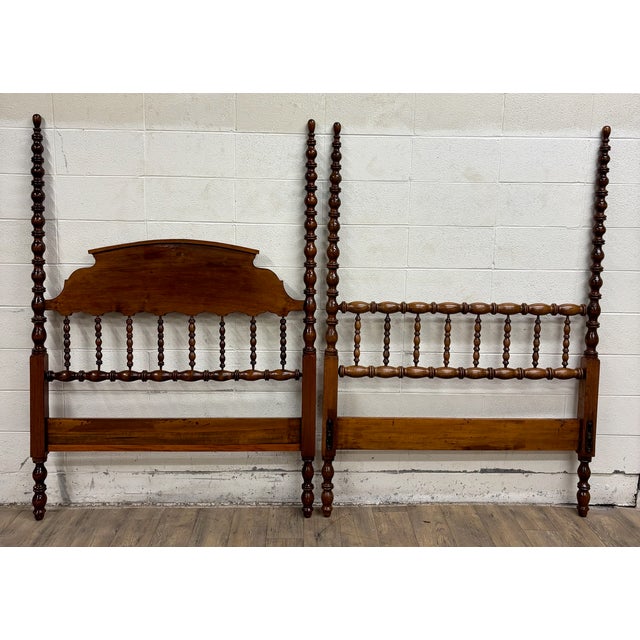 Vintage Full Size Jenny Lind Spindle Bed Spool Headboard and Footboard For Sale - Image 10 of 13