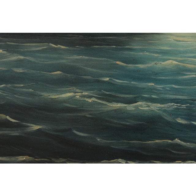 Artist Signed Oil on Canvas Tall Ships Painting For Sale - Image 9 of 14