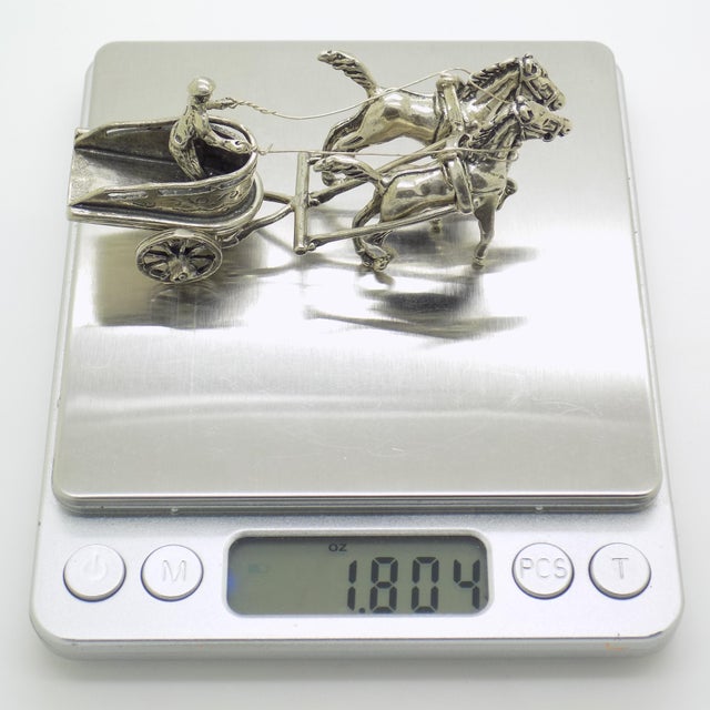 Vintage Italian Handmade Silver Roman Biga Chariot with Horses Figurine, Tuscany, 1970s For Sale - Image 11 of 13