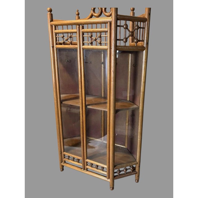 Antique Victorian Oak Stick & Ball Curio Cabinet China Display Case 35” x 21” Description: Offered is a beautiful antique...