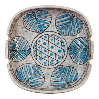 Circa 1960s Blue and White Attributed to Bitossi Pottery Ashtray Vessel Made in Italy For Sale