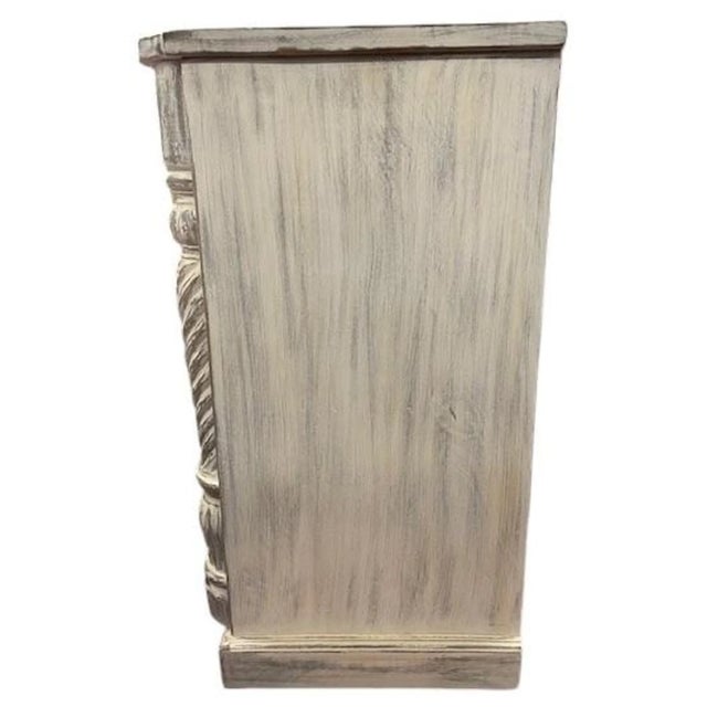 Modern Goth Carved Acacia Wood 2-Door Accent Cabinet For Sale In Philadelphia - Image 6 of 8