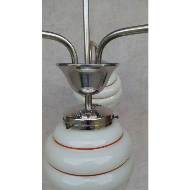Cream Vintage Art Deco Chandelier For Sale - Image 8 of 18