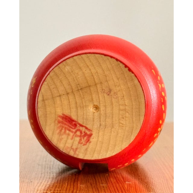 Red 1970s Signed Japanese Sosaku Kokeshi by Kazuo Takamizawa, Mid-Century Studio Folk Sculpture For Sale - Image 8 of 8