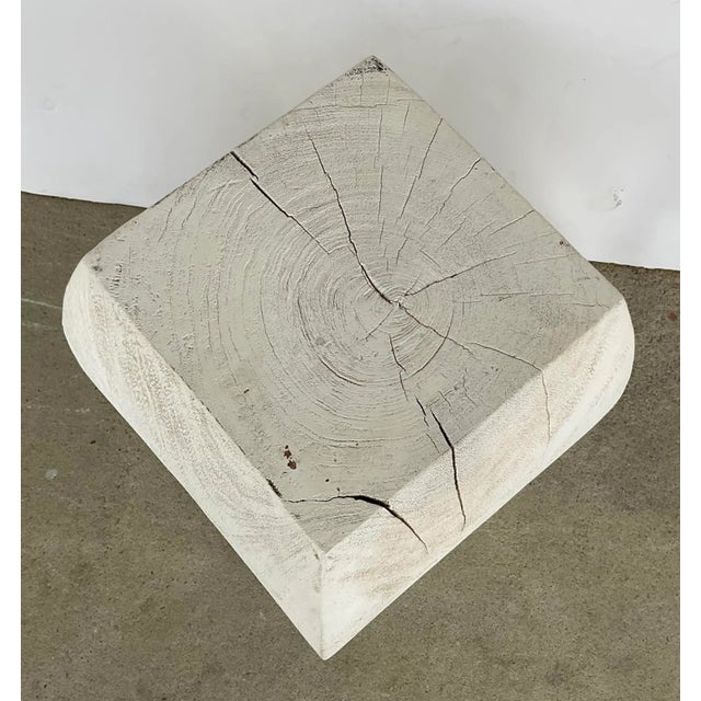 Stylish Organic Modern Whitewashed Wood Accent Table, showroom floor sample