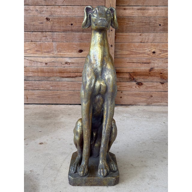 Vintage Cast Resin Greyhound Sculpture Statue With Gilt Finish Mid-20th Century For Sale - Image 9 of 12