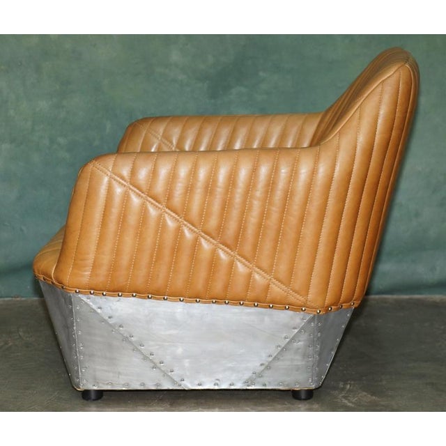 Aviator Lounge Chair in Tan Brown Leather For Sale - Image 10 of 16