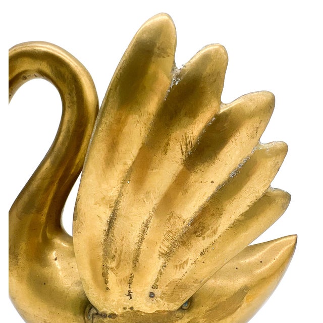 Vintage Hollywood Regency Brass Swan Sculpture | Mid-Century Modern Figurative Decor - Hollywood Regency, Neoclassical For Sale - Image 12 of 12