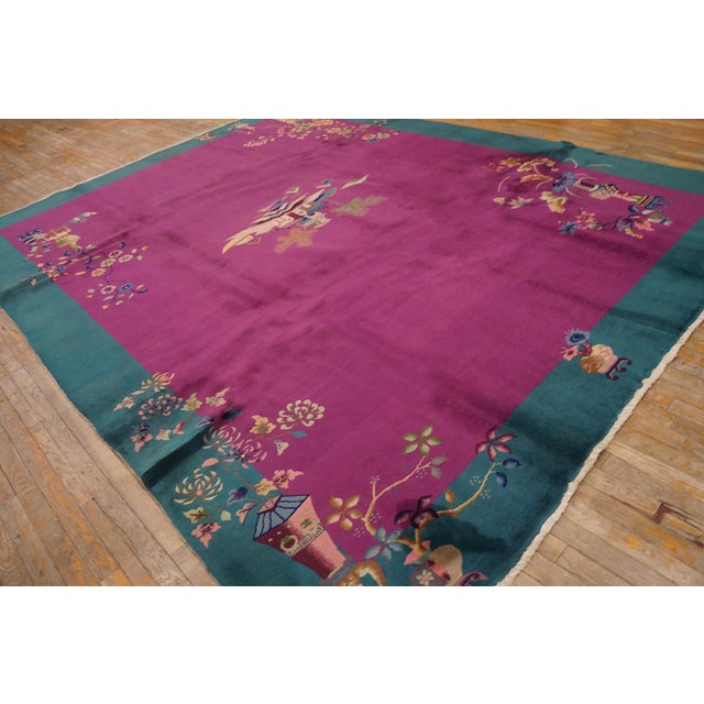 1920s Chinese Art Deco Carpet with a purple color background ( 8'10" x 11'4" - 270 x 345 ) Antique Chinese - Art Deco...