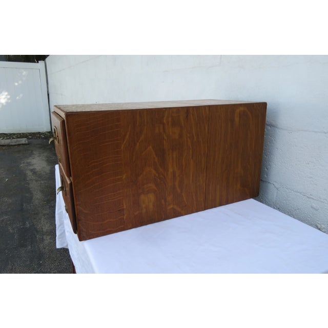 Early 1900s Oak Tabletop Two Drawer Table Top Large Wooden Card File 6128 For Sale - Image 15 of 18