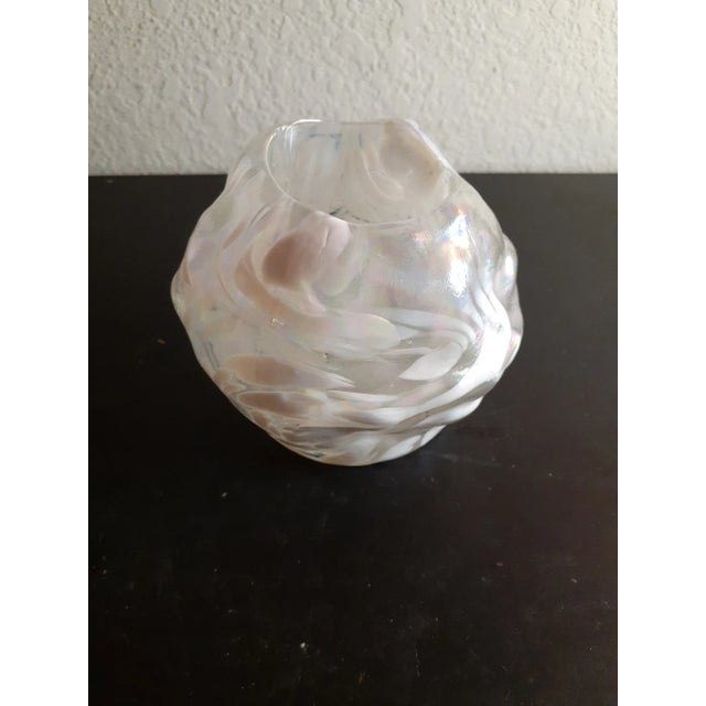 Glass Vintage Cristal D Arques France Iridiscent Snowball Single Candle Votive For Sale - Image 7 of 7