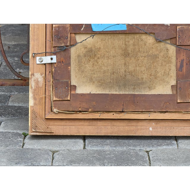 Continental Oil Painting of Two Dogs in Courtyard, circa 1900 - Gilt Frame For Sale - Image 12 of 12