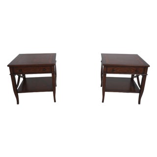 Pair Theodore Alexander Brooksby Mahogany End Tables For Sale