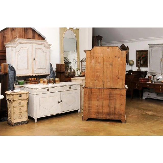Swedish Baroque Period 1760 Painted Two-Part Cabinet with Four Doors For Sale - Image 11 of 13
