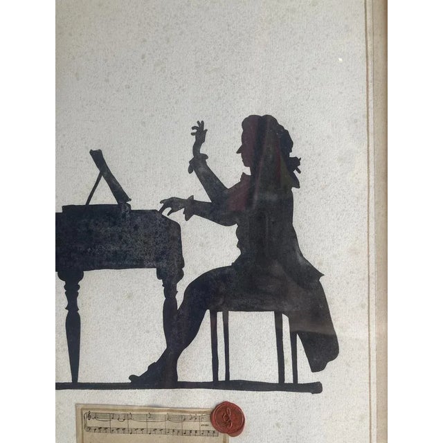 Black Italian Artist, Musician Silhouettes, Mixed Media Paintings on Paper, Framed, 1950s For Sale - Image 8 of 12