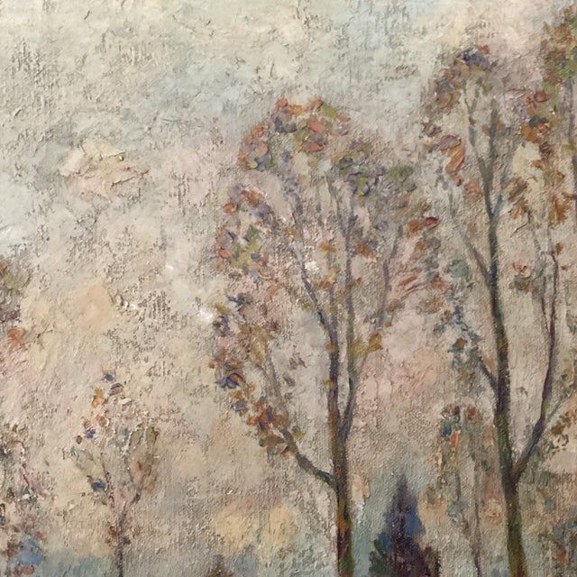 Impressionistic French Landscape Painting on Canvas" Blooming Trees" Signed Framed Circa 1934 For Sale In Chicago - Image 6 of 12