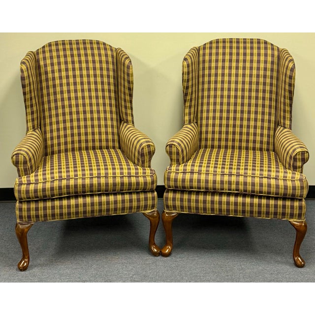 Late 20th Century Upholstered Wingback Chairs - A Pair For Sale - Image 4 of 12