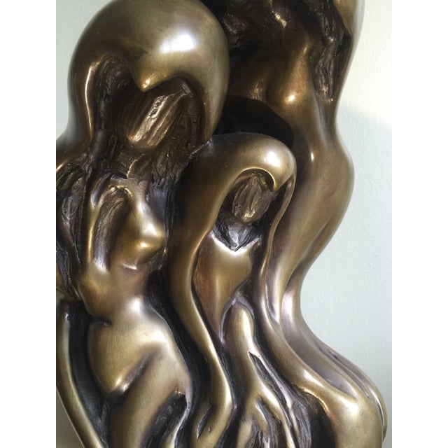 Studio Contemporary Abstract Bronze Sculpture Fluid Merging Forms Roots; People, Family Tree Initials j.b.c. For Sale - Image 9 of 12