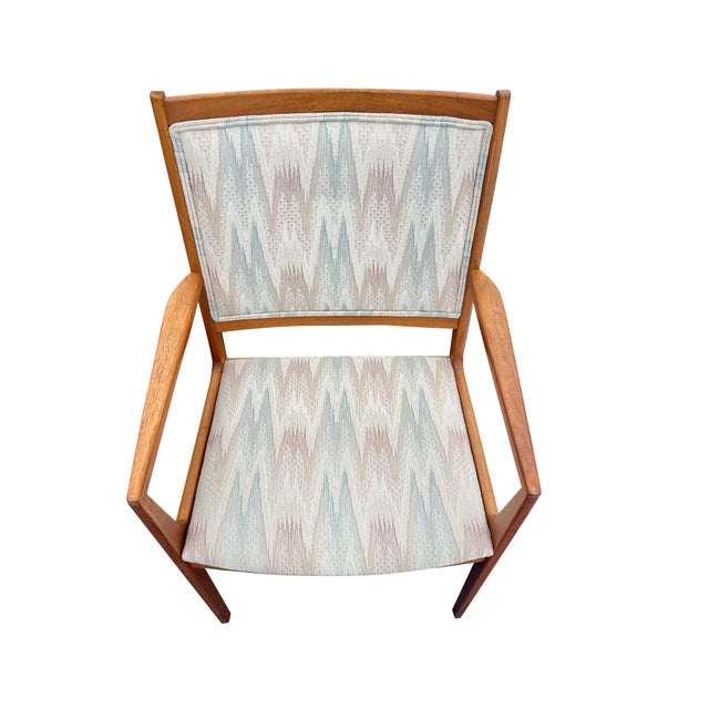 Vintage Danish Modern Teak Dinging Chairs in Blaze Upholstery Set of 6 For Sale In New York - Image 6 of 10