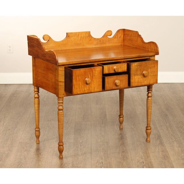 Traditional J. Courtney Custom Crafted Tiger Maple Sheraton Style Server For Sale - Image 3 of 12