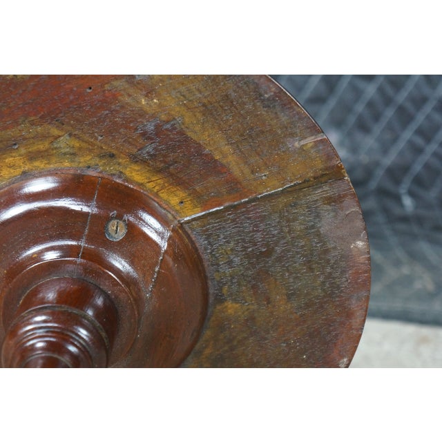 Antique Victorian Mahogany Round Plant Candle Stand Sculpture Pedestal Tripod For Sale - Image 14 of 15
