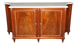 Early 20th Century Maison Jansen French Louis XVI Style Marble Top Commode – Bronze Ormolu & Mahogany Buffet
