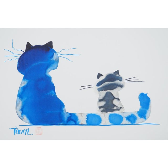 Laszlo Tibay, Maman chat et son petit, Ink & Wash Drawing For Sale - Image 6 of 6