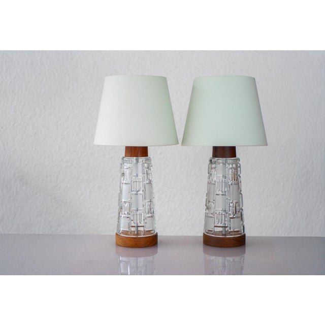Mid-Century Modern Scandinavian Teak and Glass Table Lamps, Set of 2 For Sale - Image 5 of 13