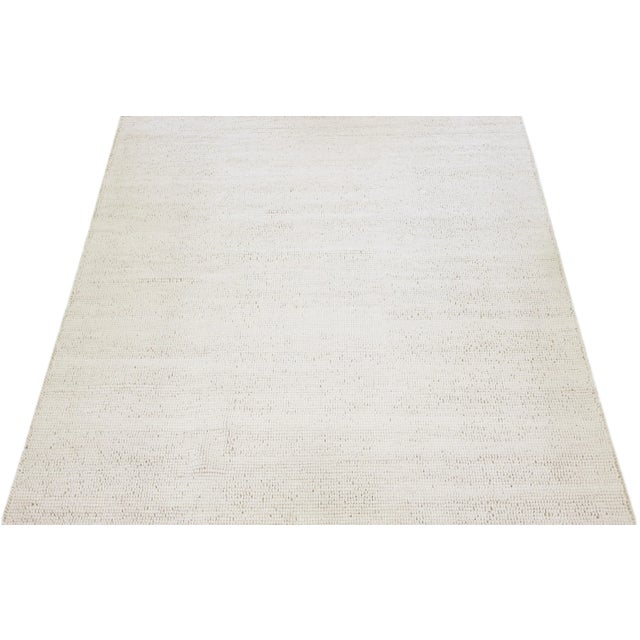 Contemporary Ivory Contemporary Felted Handmade Oversize Wool Rug by Apadana For Sale - Image 3 of 7