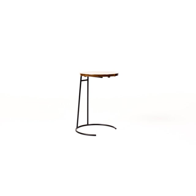 Mid Century Vintage Attributed to Jens Risom Stacking Side Table Model #T-710 — Walnut + Iron For Sale In Los Angeles - Image 6 of 6