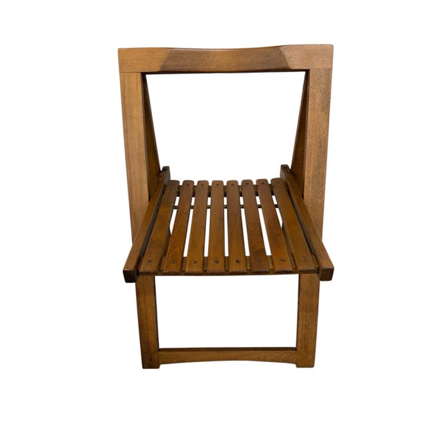 Mid-Century Modern Mid-Century Modern Slatted Walnut Folding Dining Chairs - Set of 4 For Sale - Image 3 of 6