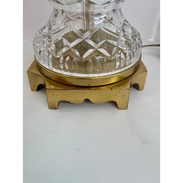 Glass Vintage Neoclassical Diamond-Pattern Glass Urn Table Lamps - Pair For Sale - Image 7 of 13