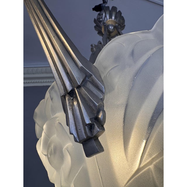 Art Deco Chandelier with Three Tulips and Shell by Degué For Sale - Image 17 of 18