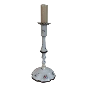Antique 18th Century English Battersea Enamel Candlestick