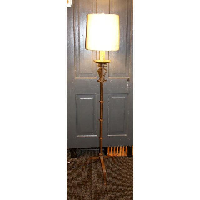 Vintage French Tole Candlestick Floor Lamp For Sale - Image 4 of 7